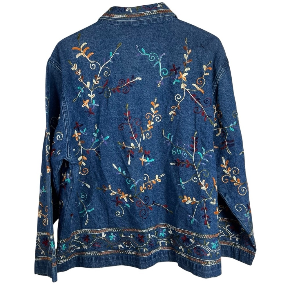 VINTAGE UNITS Blue Denim Embroidered Jacket Size XL - Picture 6 of 11